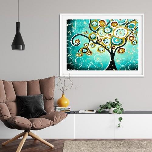 Whimsical tree Tree Abstract Oil Painting on Canvas Scandinavian Posters and Prints Modern Wall Art Picture for Living Room