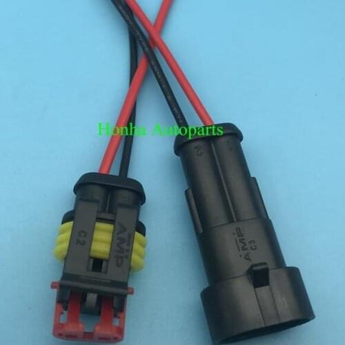 10/20/50/100 pcs 2 Pin Way Sealed Waterproof Electrical Wire Connector Plug auto connectors with cable 282104-1 282080-1