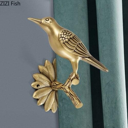 European Style Luxury Birdie Brass Decorative Curtain Block Hook Curtain Tieback Hooks Golden Living Room Decoration Accessories