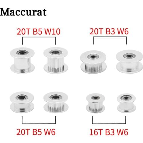 1PC GT2 Idler Timing Pulley 16/20 Tooth Wheel Bore 3/5mm Aluminium Gear Teeth Width 6/10mm For I3 Ender 3 CR10 Printer Reprap