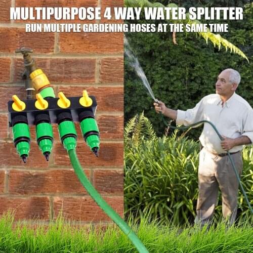 Garden Irrigation 4-Way Tap Hose Water Splitter Garden Drip 4/7 8/11 Hose Fittings Pipe Connector Adapter Watering Irrigation