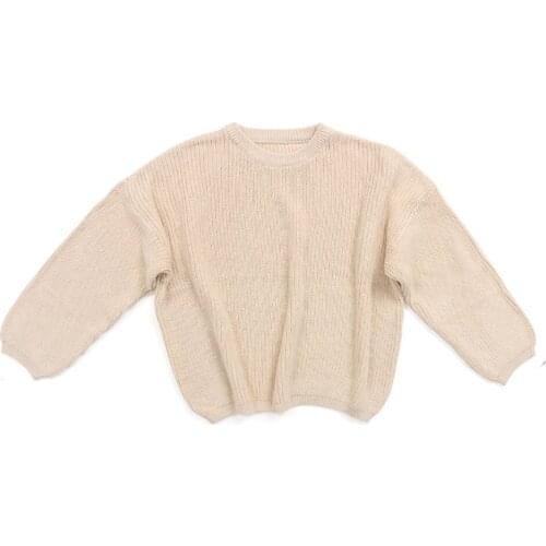 2021 3-9M Baby Solid Color O-neck Sweater Newborn Boys Girls Winter Fall Loose Fit Long Sleeve Knitted Pullover