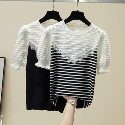 2021 Summer Knitted Sweater Pullovers Short Sleeve Turtleneck Thin Sweater for Women Female Oversize Jumper Office Lady Clothing