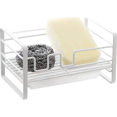 Kitchen Sponge Cloth Brush Storage Rack Shelf Removable Tray Holder Organizer