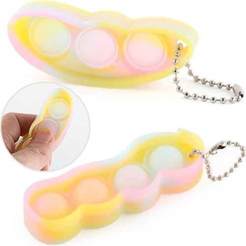Fun Soybean Squeeze Toys Kawaii Finger Antistress Ball Fidget Toy Pops It Keychain Fidgets Stress Reliever Decompression Gifts