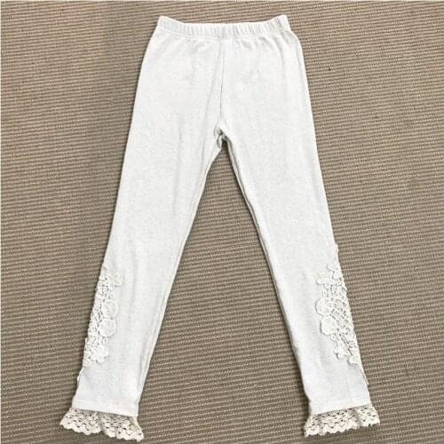 Spring and Autumn Womens New Japanese Sweet Knit Slim Fit All-match Soft Cotton Cropped Long Embroidered Lace Pants