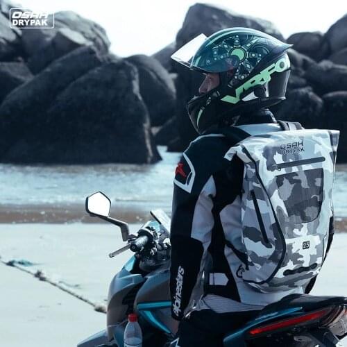 OSAH Waterproof Outdoor 25L Motocycle Backpack Dry Bag Water Resistant Heavy Duty Roll-Top Closure Cushioned Padded Back Panel