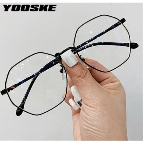 YOOSKE TR90 Optical Glasses Frame Women Vintage Polygon Fake Eyeglasses Frames Men Spectacle Fashion Eyewear