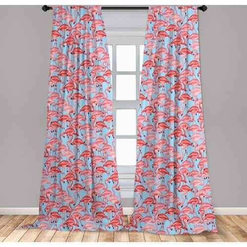Flamingo Curtain Tropical Birds Flamingos Colorful Exotic Animal Nature Artwork Window Curtain Living Room Bedroom