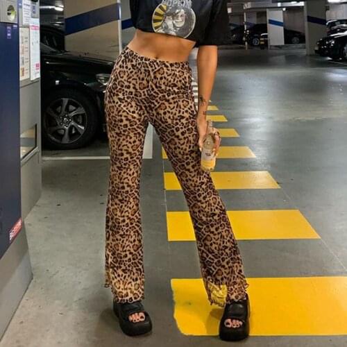 SEASONS Cow Print Retro Joggers Woman High Waist Knitted Flare Pants Streetwear Aesthetic Vintage Trousers Harajuku ASPA83173
