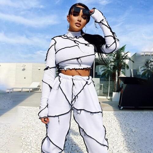 Women Sexy Cropped Two Piece Outfits Long Sleeve Turtleneck Crop Top And Elastic Pencil Pants Matching Sets Tracksuit Activewear