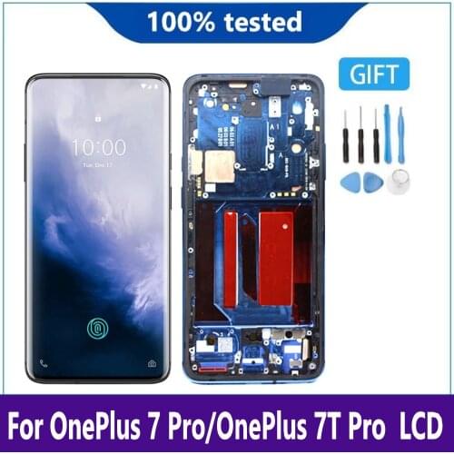 Original 6.67" Display AMOLED For OnePlus 7t Pro LCD Screen Touch screen Digitizer Assembly For OnePlus Seven Pro LCD With frame