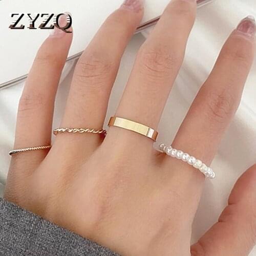 ZYZQ ins New 4pcs Simple Personality Ring For Women Girls Creative Temperament Ring Set Wedding Party Anniversary Jewelry