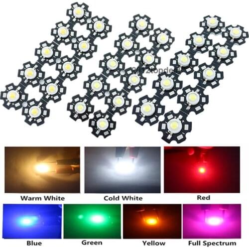 10-100pcs High Power LED Chip 1W 3W Warm Cool White Red Blue Green UV Full Spectrum 490nm 660nm 445nm LED Grow Light