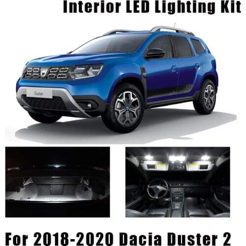 10pcs White Canbus LED Interior Dome Map Roof Light Bulbs Kit For Dacia Duster 2 2018 2019 2020 Reading Ceiling Cargo Lights