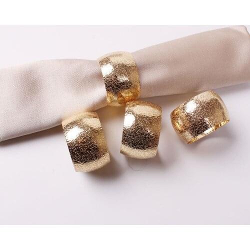 10pcs Simple high-end drum-shaped golden starry napkin ring Golden napkin buckle napkin ring