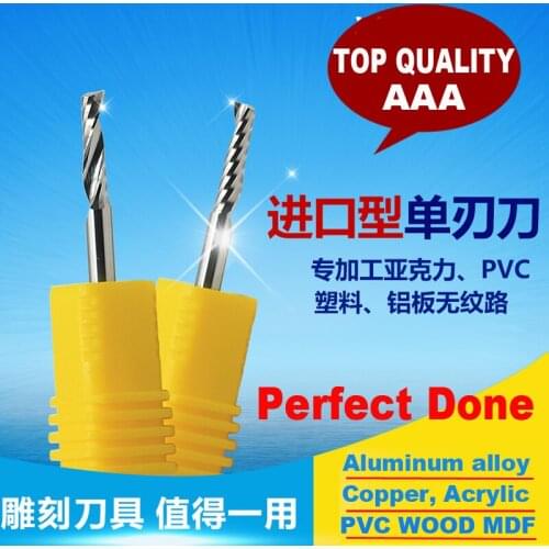 2pcs AAA Series Acrylic Aluminum Cutting Copper bronze CNC Metal Cutter 1 Flute Spiral BIT EndMill alloy brass fraser Fresa