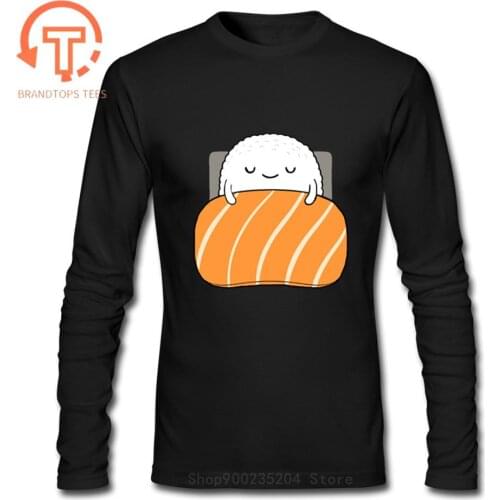 2020 Sushi-sun Funny Sushi Food Design Handsome long sleeves t shirts Crazy Printed Long Sleeve Bespoke Crewneck Cotton T Shirts