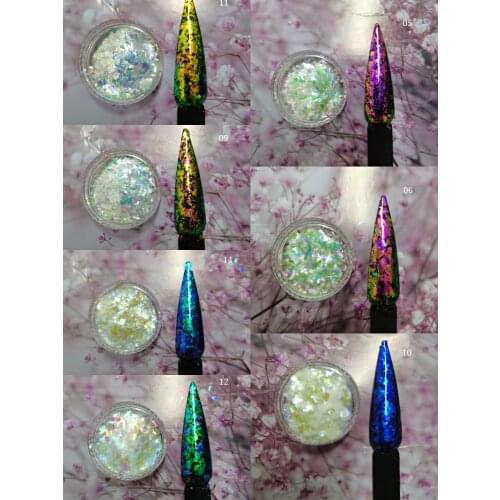 5g/lot Transparent Nail Art Duo Chrome Chameleon Flakes Colour Changing Shifting