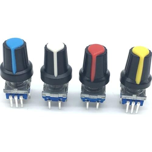 5sets/lot Rotary Encoder Code Switch EC11 Audio Digital With Push Button Switch 5Pin Handle Length 15mm With Knob