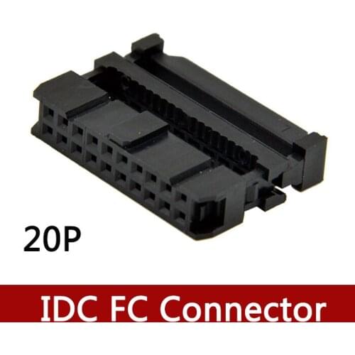 500PCS FC-20 IDC Socket 2x10 Pin Dual Row Pitch 2.54mm IDC Connector 20-pin cable socket