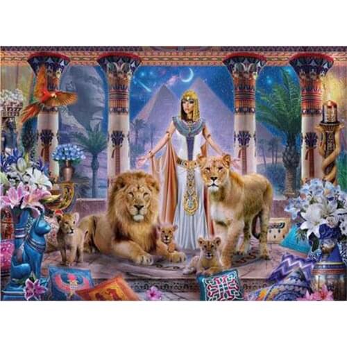 5d Diamond Embroidery Egypt Queen Palace Lions Scenery Mosaic Full Square Round Diamond Painting Cross Stitch Kits FH1148
