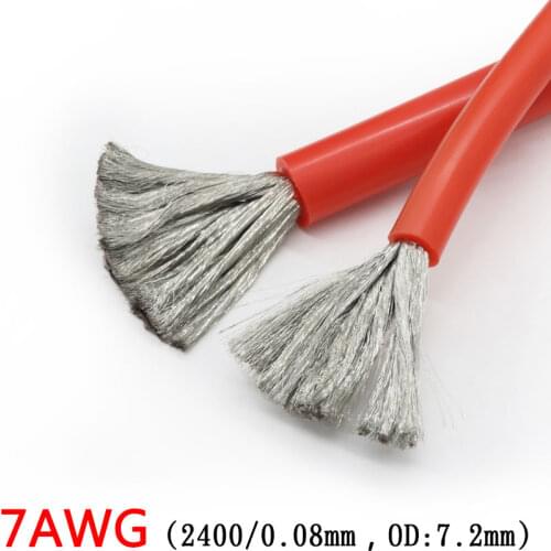 7AWG Silicone Gel Rubber Wire OD 7.2mm Flexible Cable High Temperature Insulated Copper Ultra Soft Electron DIY Line Colorful