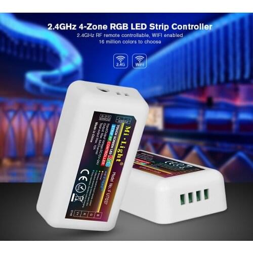 Free shippingMi Light FUT037 Wireless 2.4G 4-Zone RF Wireless RGB LED Controller for Flexible 5050 3528 RGB Led Strip Light Tape