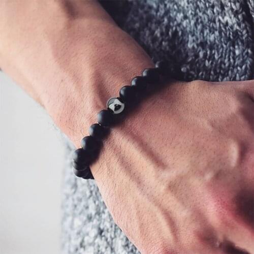 Fashion Beaded Gift Onyx Matte Black Bracelet Boyfriend Men Energy Jewelry Mens Nature Stone 8mm Strand Bracelets Black Jewelry