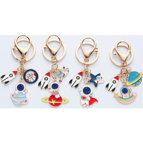 Astronaut Key Chains Space Travel Collection Keychain Planet Star Galaxy Keyring Women Men Car Bag Charm Key Ring Gift