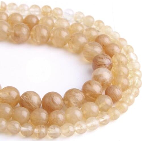 Stone Beads Yellow Watermelon Quartz Crystal Loose Beads 4 6 8 10 12MM Diy Beads For Jewelry Making Accessories handmade beads