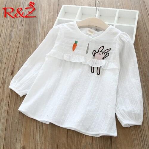 R&Z Childrens Shirt 2019 Spring and Autumn New Cotton Girls Cartoon Embroidered Doll Shirt Childrens Long Sleeve Pullover