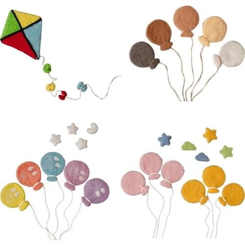 Baby Wool Felt Balloon Cloud Stars Moon Kite Decoration Newborn Photography Prop P31B