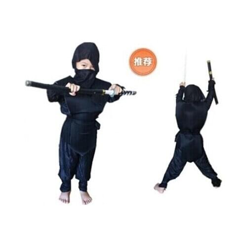 Kids Super handsome black ninja warrior costumes Halloween Cosplay party children costume party game performance clothing