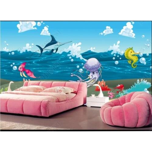 Custom photo wallpaper for walls 3 d Cartoon murals HD cartoon underwater world animal fish children background wall papers