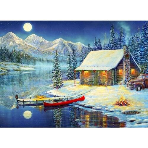 GATYZTORY Snow House Landscape Painting By Numbers Kits For Adults Diy Oil Paints Kits Acrylic Pigment Drawing On Canvas Wall Ar