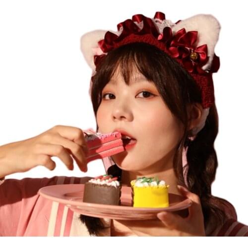 Lolita Cat Ears Headband Wash Face Headbands Soft Cartoon Makeup Hairband Non-slip Head Wrap Elastic Headbands for Women