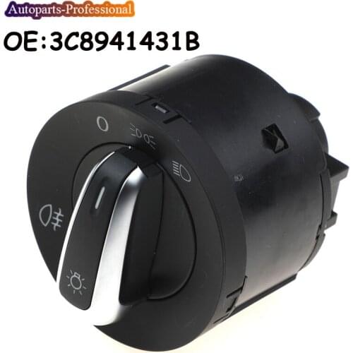 Chrome Headlight Fog Lamp Control Switch For VW Caddy III Touran Jetta Golf V VI 5 6 Jetta Passat B6 CC Sharan Rabbit 3C8941431B