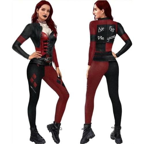 Cosplay Print Jumpsuit Sexy Women Long Sleeve Skinny Jumpsuit Movie Characters Elastic Bodysuits Four Seasons Cosplay Costumes