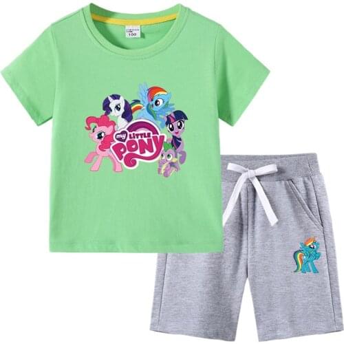 My Little Pony Children Girl Clothing Set Toddler Baby Suits Kids Sets Fashion Summer 2 Pcs Girls Clothes Set T Shirt Boy Outfit