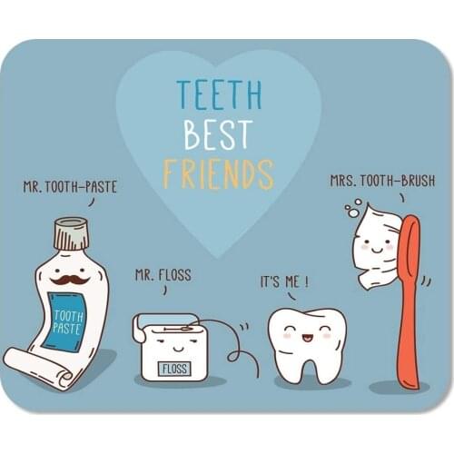 Mousepad Computer Notepad Office Teeth Best Friends Toothpast Toothbrush and Floss Dental for Dentistry Home School Game