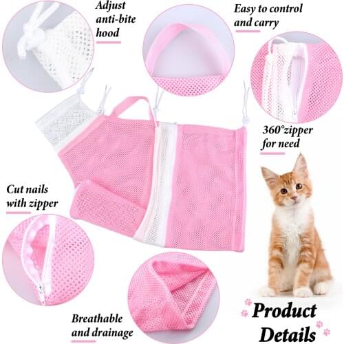 Nail Clippers Cats Dogs Cleaning Tools Cat Bathing Bag Set Adjustable Cat Grooming Shower Pet Breathable Net Bag with gloves