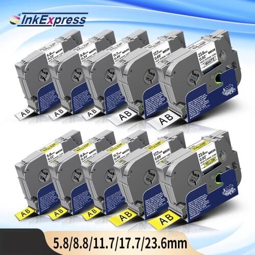 InkExpress HSe231 HSe631 Labels 6/9/12/18mm Heat Shink Tube Label Tape HSe221 HSe241 HSe621 Tape for Brother P-touch Label Maker