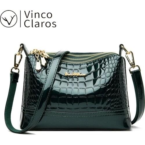 Fashion Patent Leather Shiny Stone Pattern Shoulder Bag Purse and Handbags Luxury Designer Crossbody Bags for Women 2020 Quality