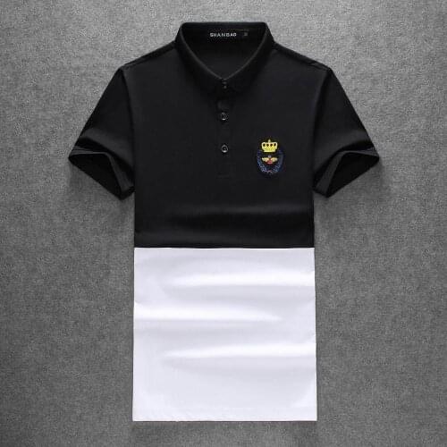 Men Great Designer Patchwork Polo Shirts 2020 Summer New Polos Crown Embroidery Short Sleeve Shirt 4XL 5XL E169