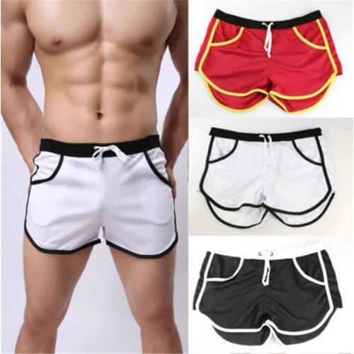 Mens Training Exercize Shorts Solid Patchwork Beachwear Summer Swimming Shorts Quick Dry Swim Running Gym Plus Size Trunks
