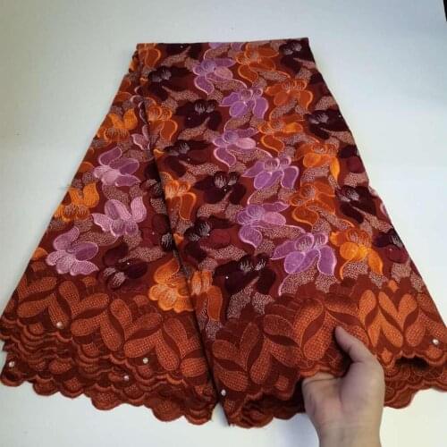 Wholesale 100% Cotton Hollow Out Swiss Voile Lace Fabric 5 Yards 2021 High Quality Nigerian Party Wear Gown African Lace Fabrics