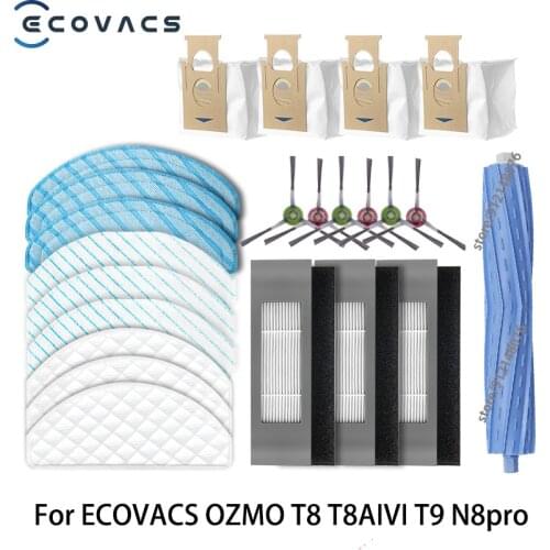 Main Brush Side Brush HEPA Cleaning Cloth for ECOVACS DEEBOT OZMO T8 T8 AIVI T9 T9 AIVI Robot Vacuum Cleaner Accessories