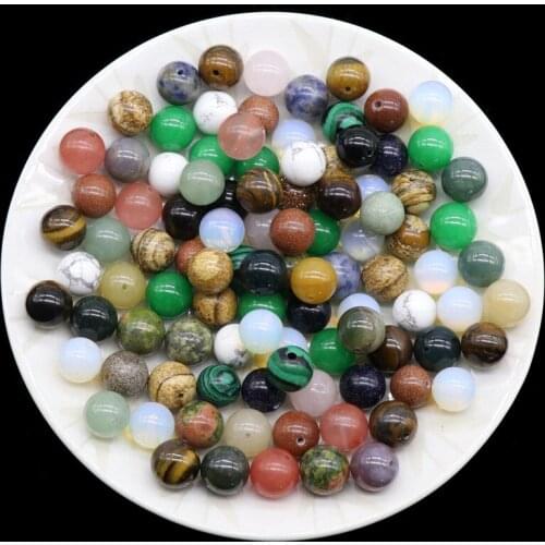 Semi-porous 8mm 10mm 12mm Natural Stone Loose Half Hole One side opening Beads Jewelry Making Accessories