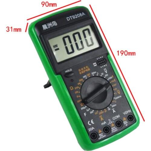 DT9208A Portable Professional LCD Digital Multimeter Electric Handheld Ammeter Voltmeter Resistance Capacitance Tester AC/DC